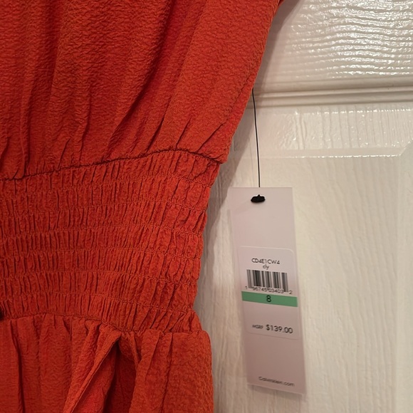 Calvin Klein Aerowash Smocked Waist Wide Leg Crepe Jumpsuit - Picture 4 of 11